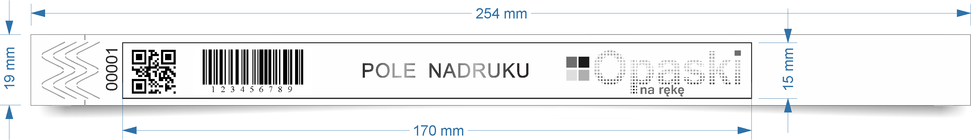 nadruk monochromatyczny na białej opasce